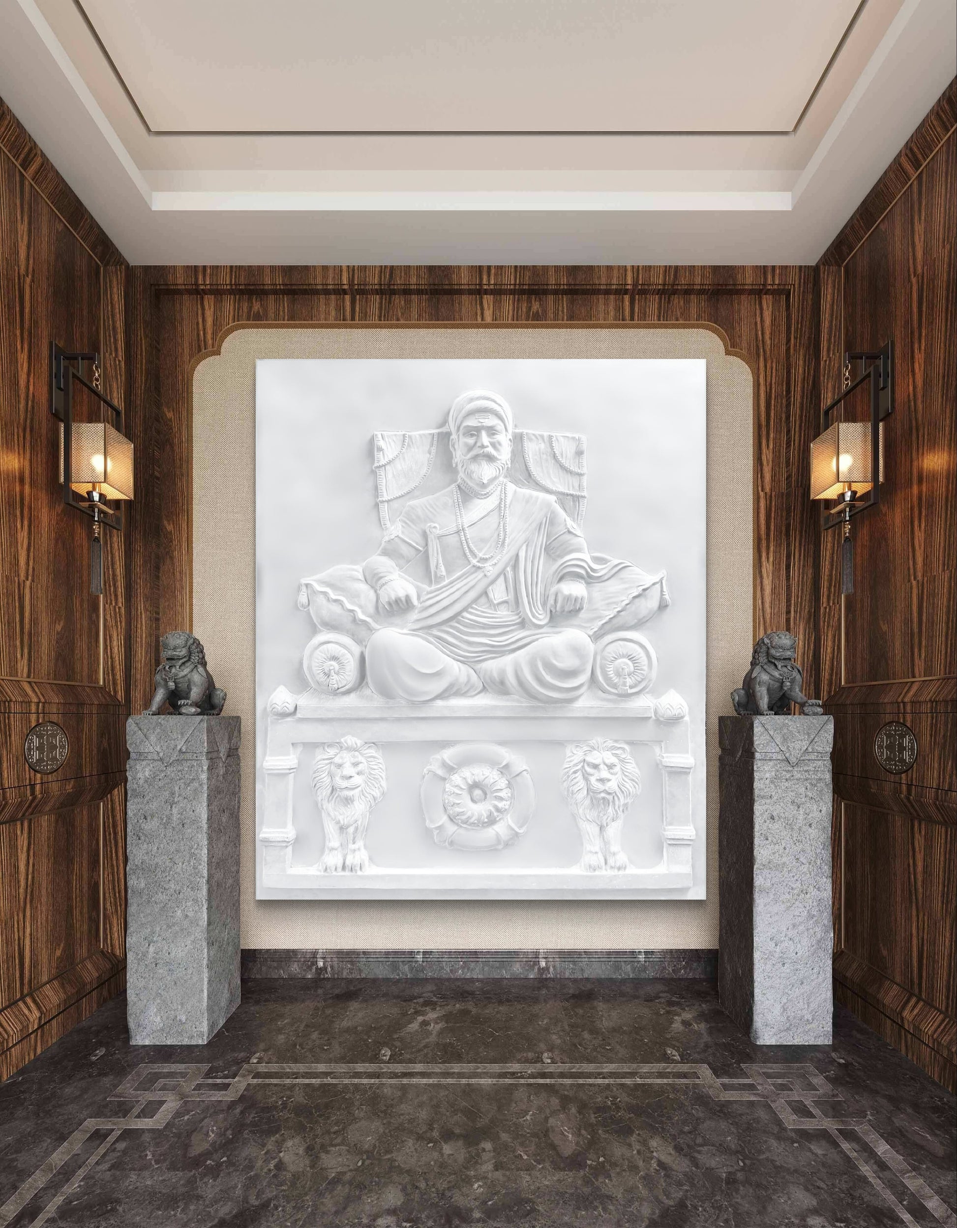 6.5x5 Feet | Chhatrapati Shivaji Maharaj 3D Relief Mural | Ready-to-Hang Indian Heritage Wall Art