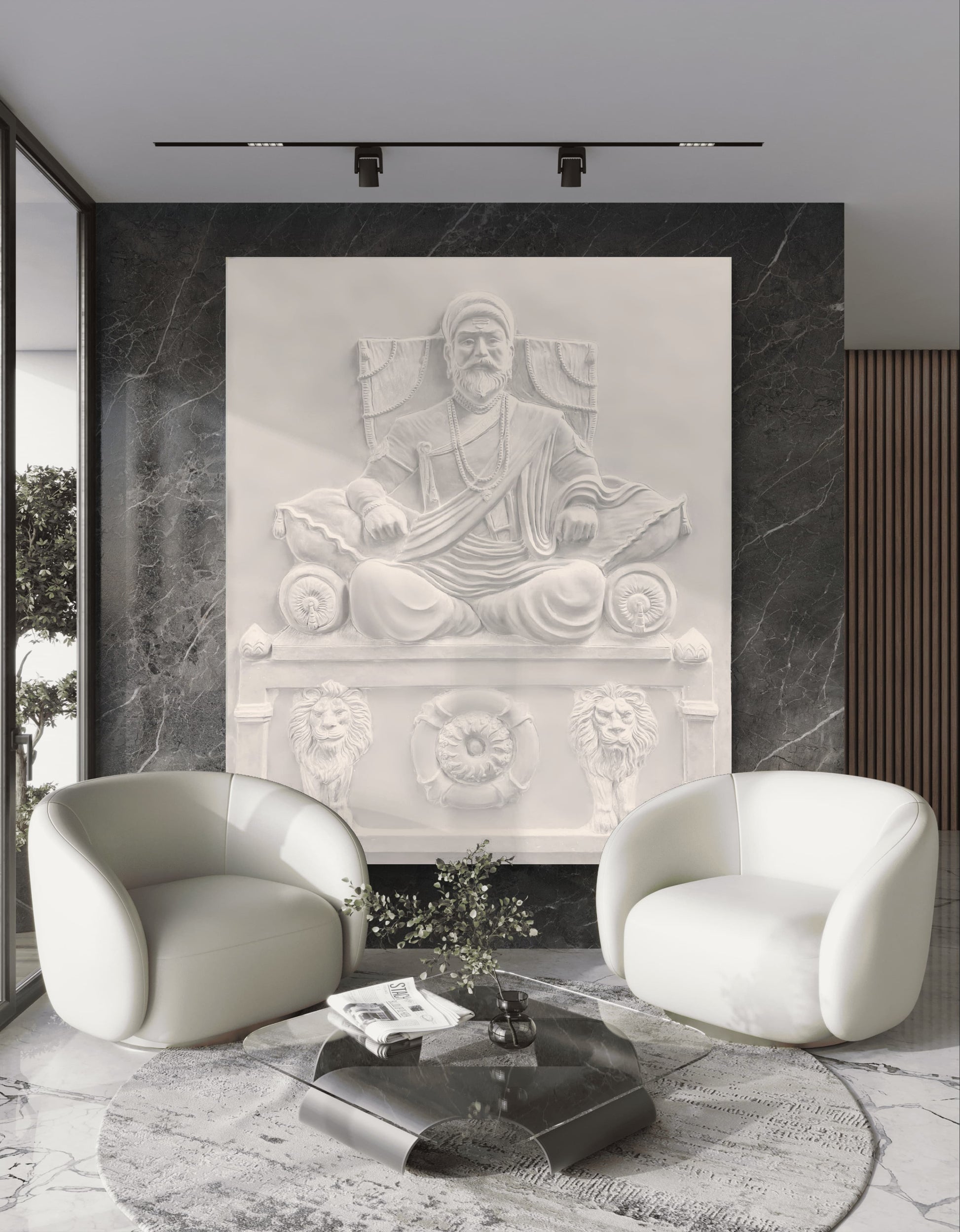 6.5x5 Feet | Chhatrapati Shivaji Maharaj 3D Relief Mural | Ready-to-Hang Indian Heritage Wall Art