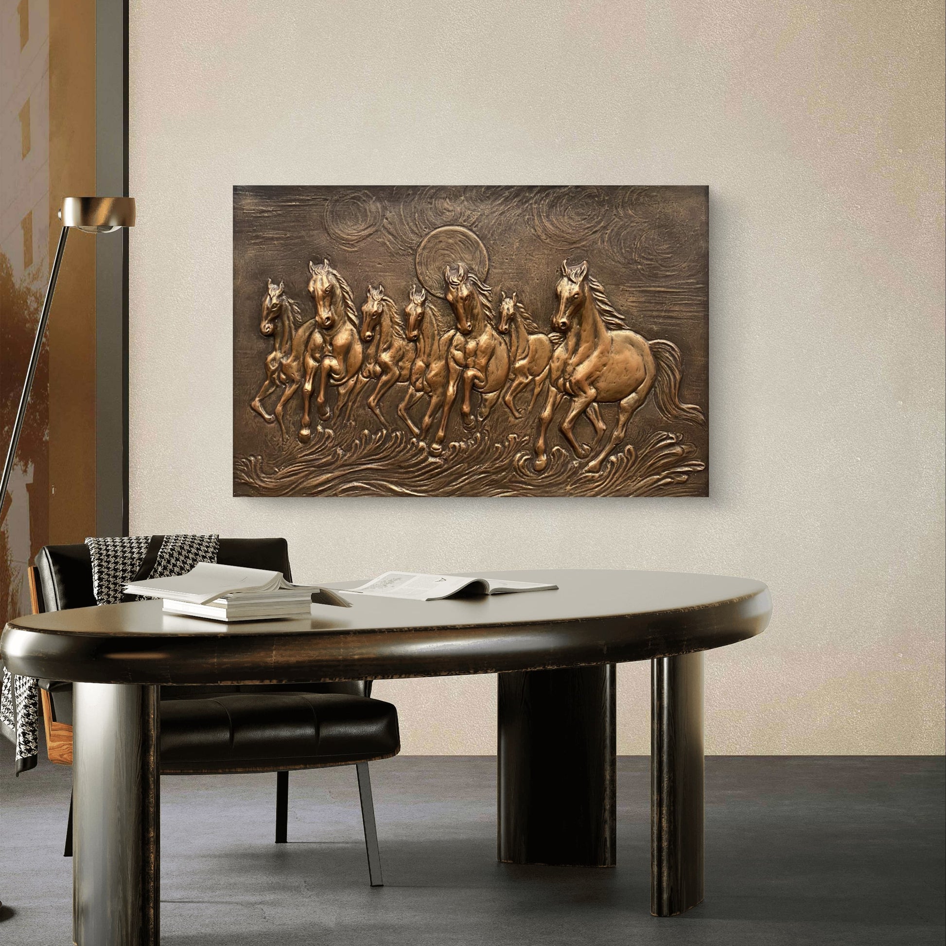 3x2 Feet 7 Horses 3D Relief Wall Mural
