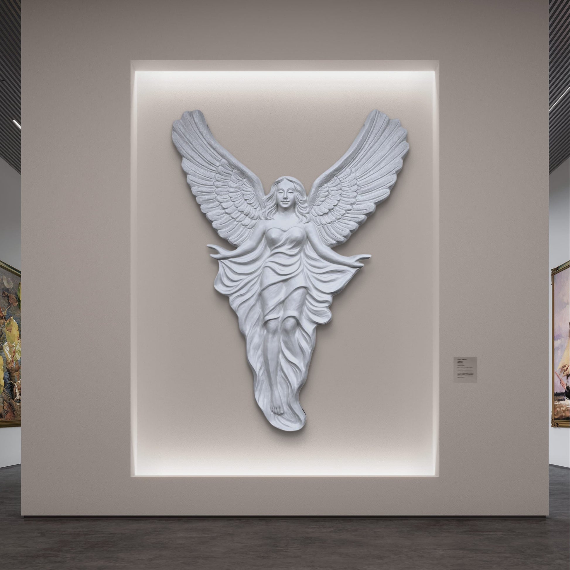 Soar with Divine Beauty: Majestic 7x5 ft Angel with Wings Wall Art