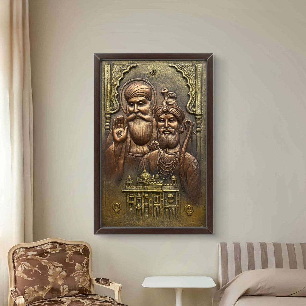 Guru Nanak & Guru Gobind Singh 3D Relief Mural – 3x2 Feet | Sacred Sikh Wall Art