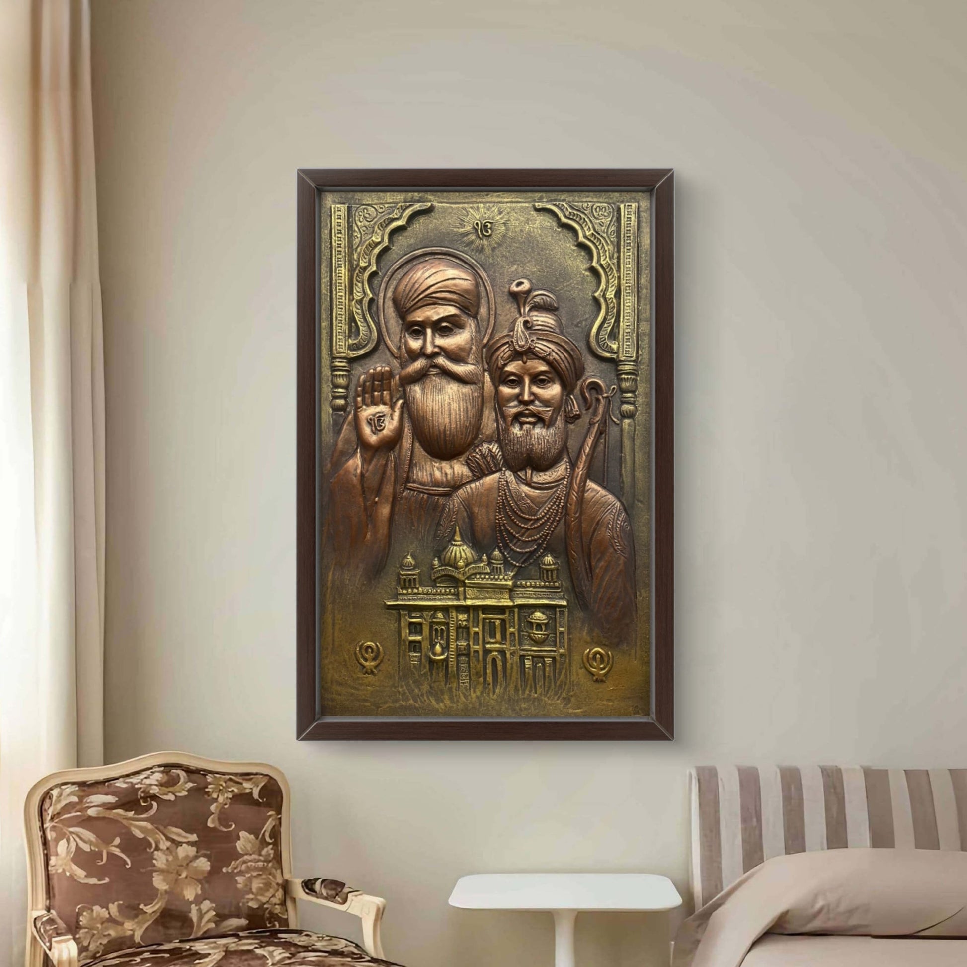 Guru Nanak & Guru Gobind Singh 3D Relief Mural – 3x2 Feet | Sacred Sikh Wall Art