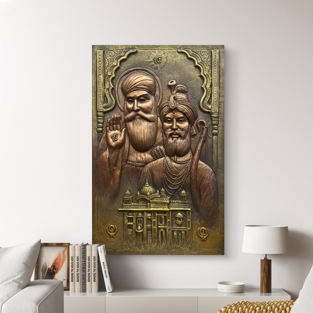 Guru Nanak & Guru Gobind Singh 3D Relief Mural – 3x2 Feet | Sacred Sikh Wall Art