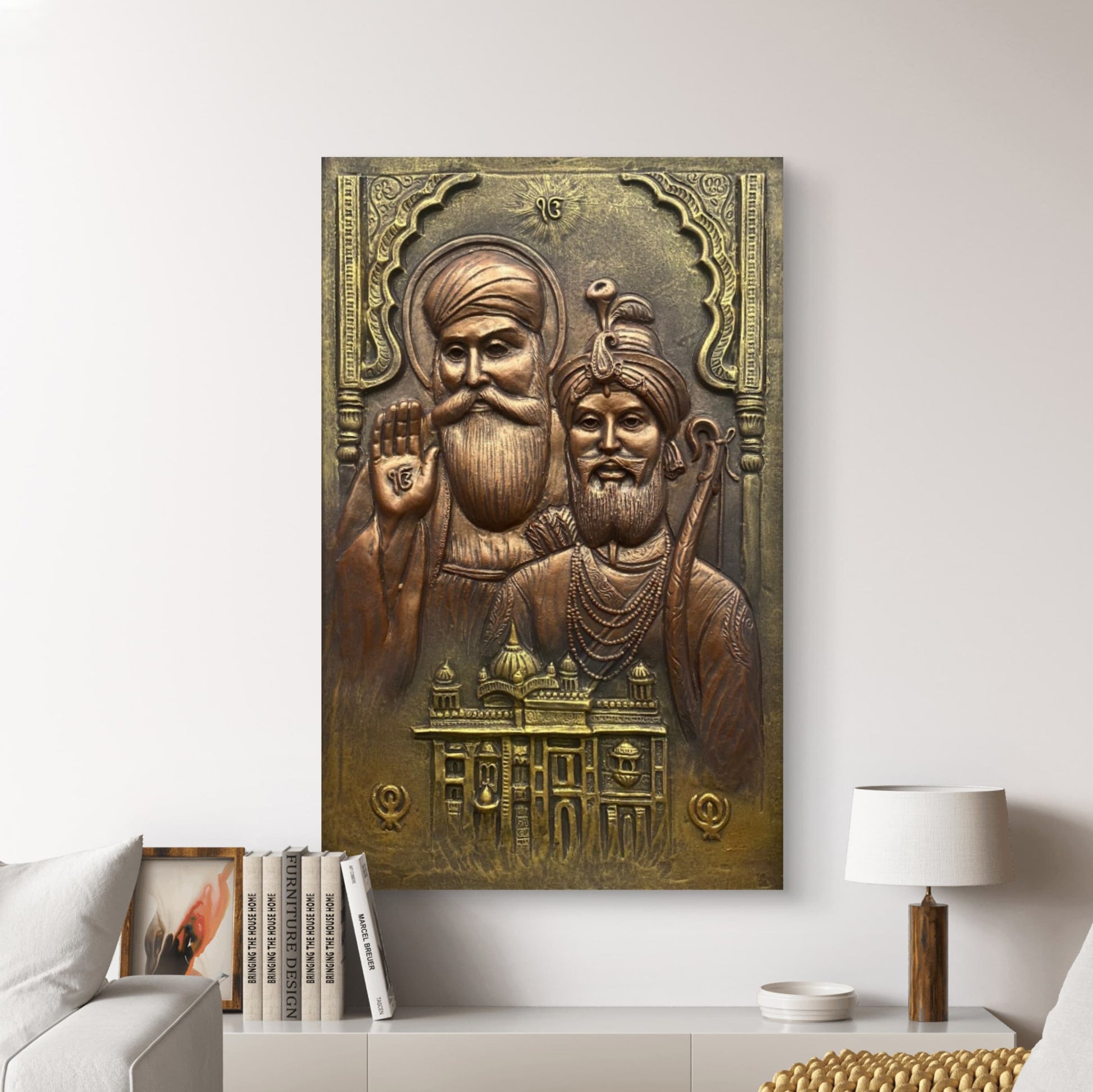 Guru Nanak & Guru Gobind Singh 3D Relief Mural – 3x2 Feet | Sacred Sikh Wall Art