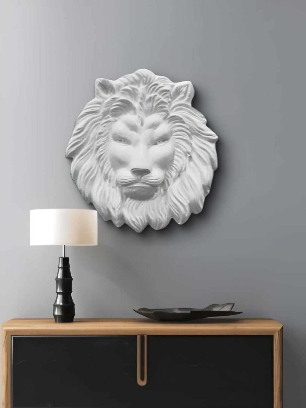 Lion Face 3D Relief Mural Wall Art – 22 Inches | Strength, Majesty & Power