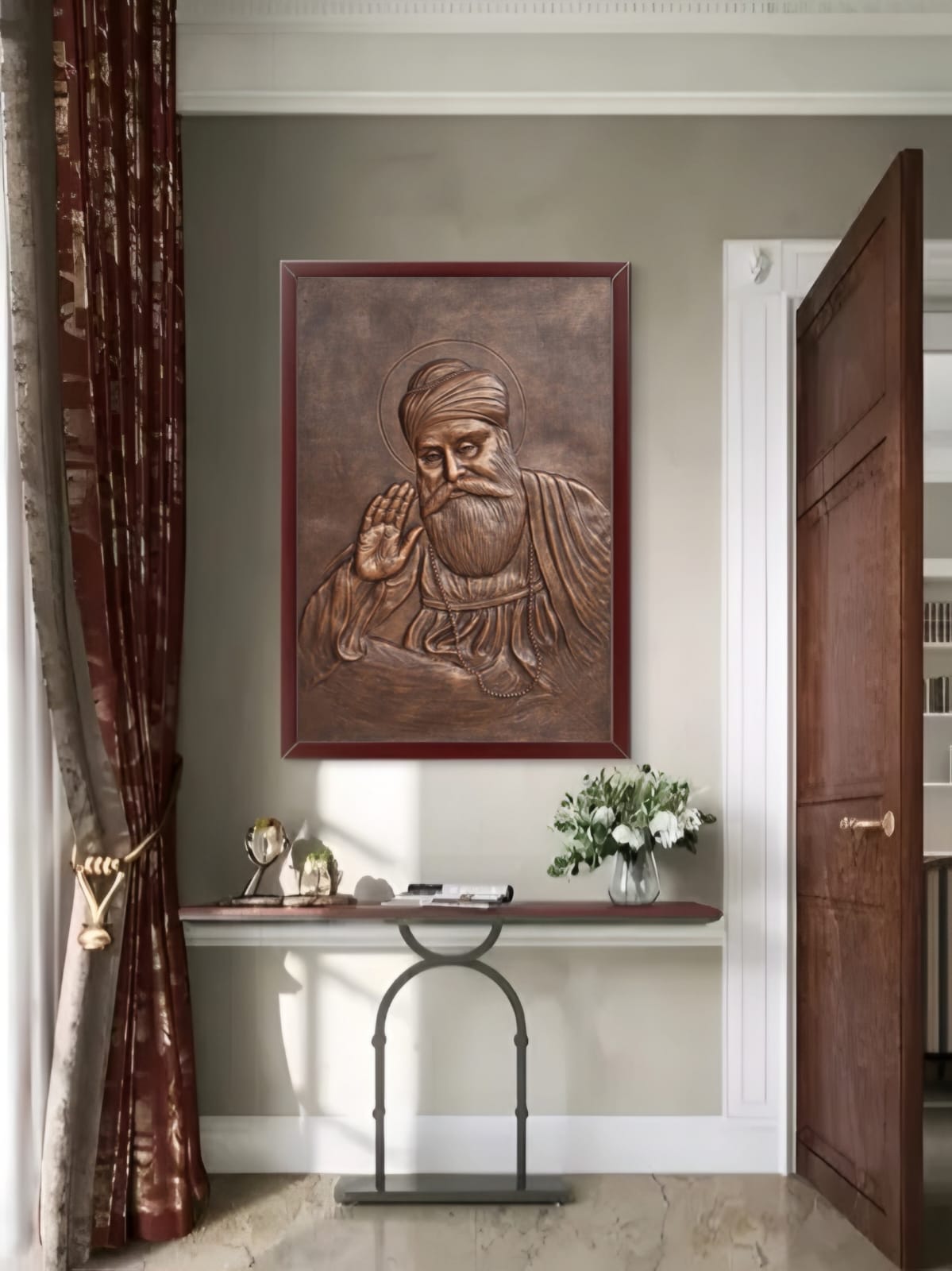 3x2 Feet Guru Nanak | 3D Relief Mural | Sacred Sikh Wall Art