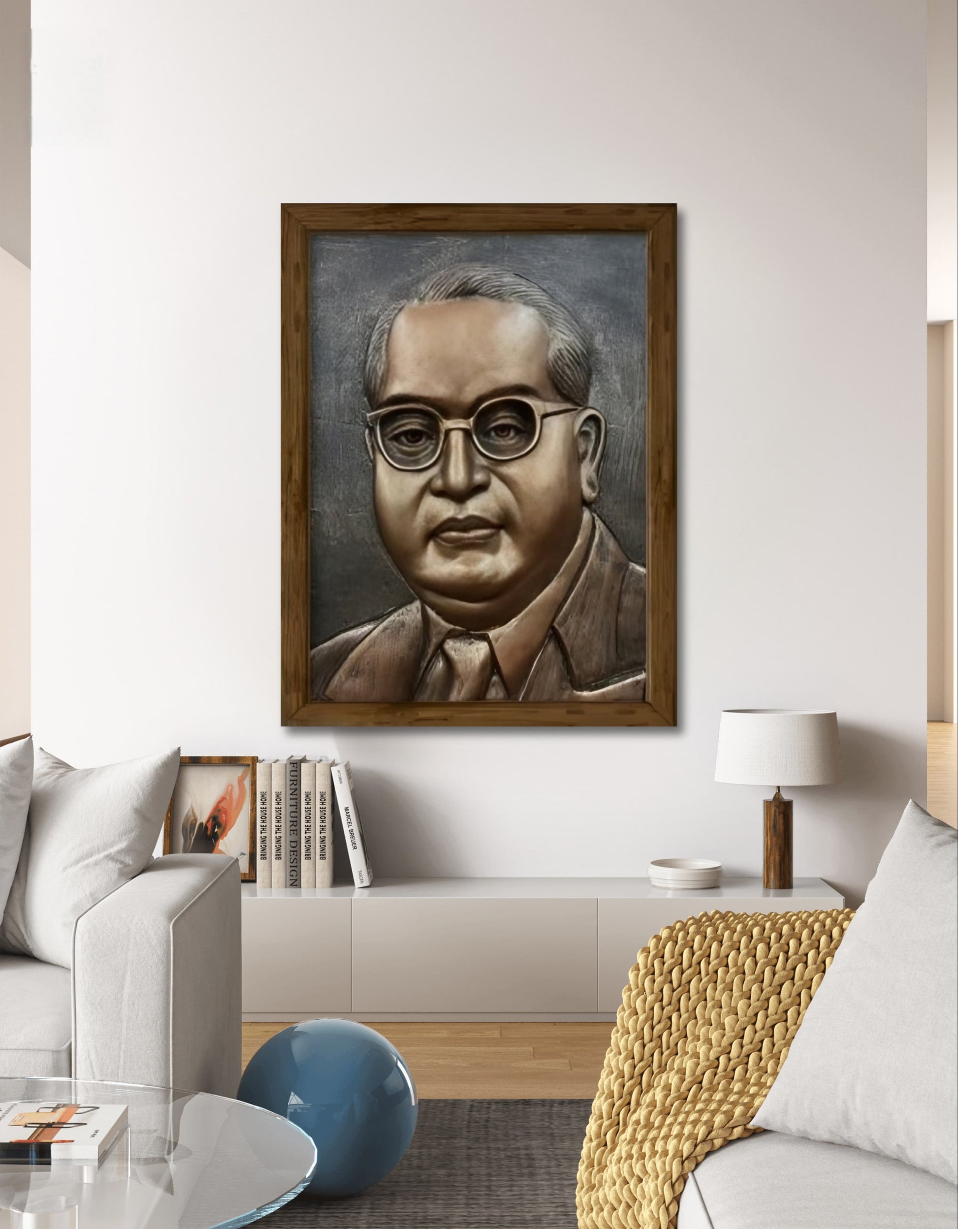 3x2 ft Dr. B. R. Ambedkar 3D Relief Mural | Inspirational Wall Art for Home, Office & Institutions