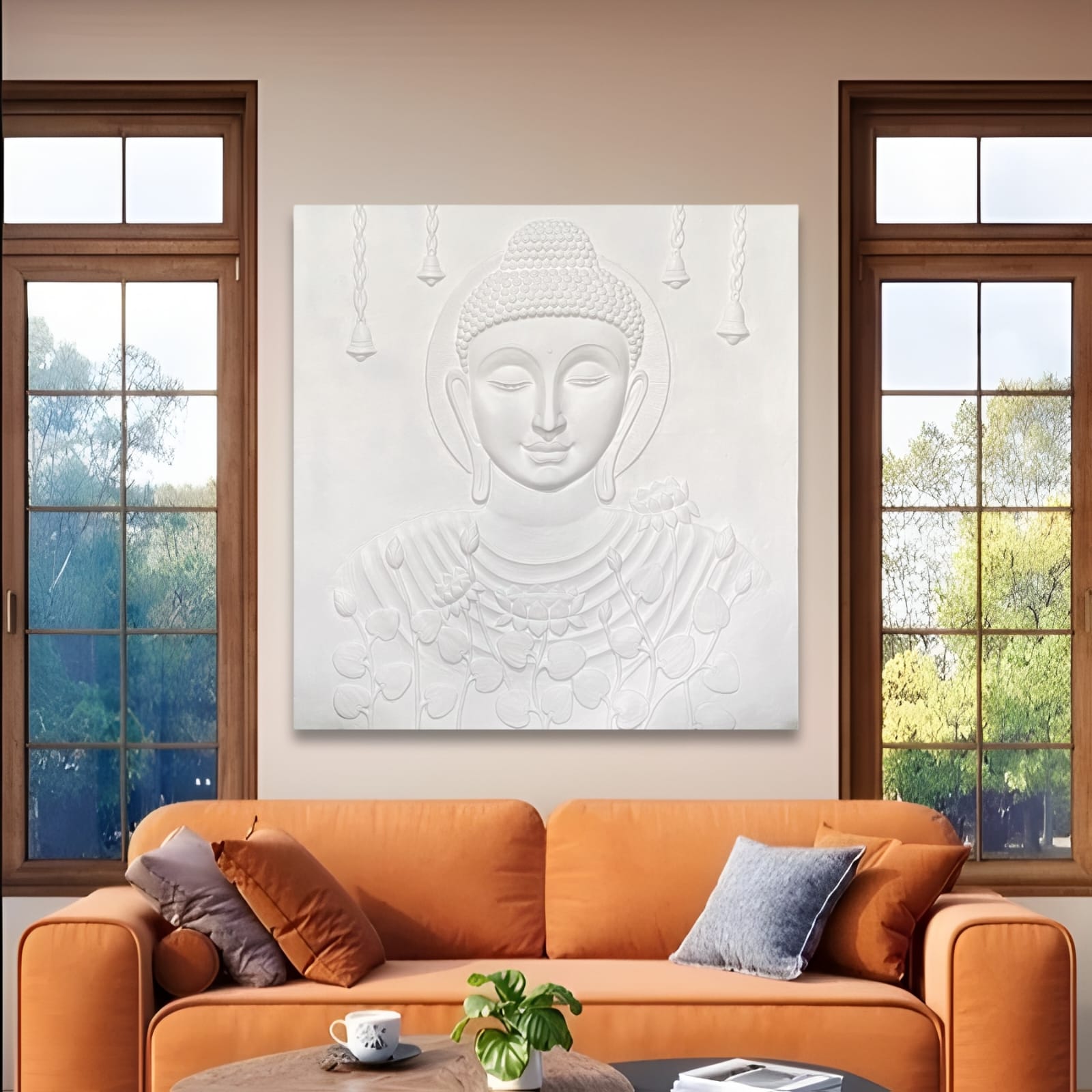 Large 3D Buddha Wall Mural – Calm & Peaceful Decorative Relief (6 x 6 Feet)