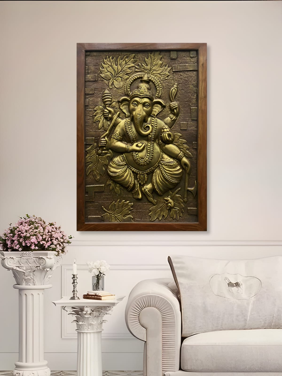 3x2 Feet | Handcrafted Dancing Ganesha 3D Relief Mural – Ready to Hang