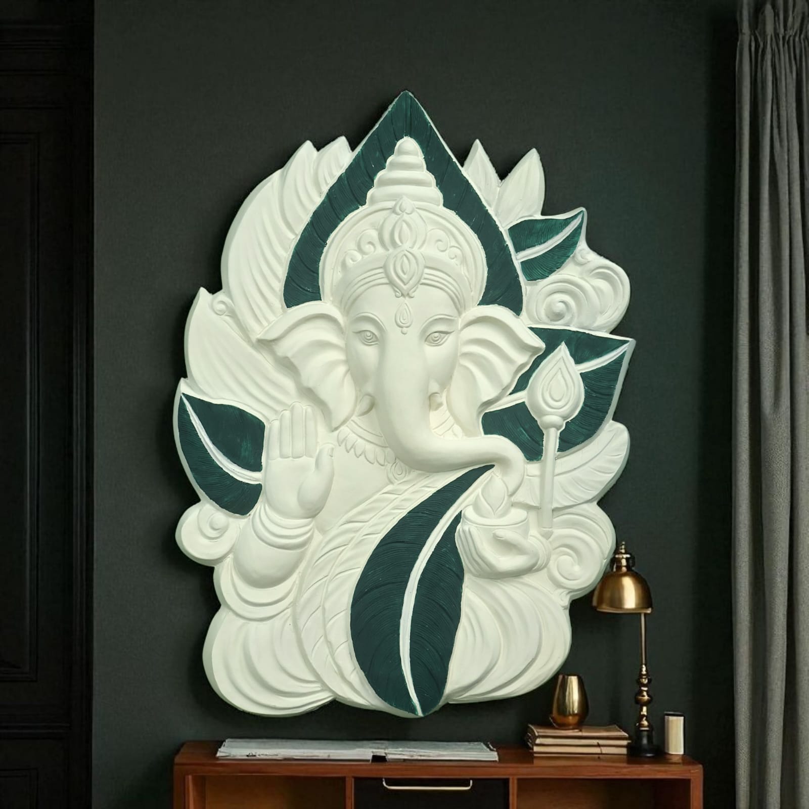 4x3 Feet | Elegant Lord Ganesha 3D Relief Wall Mural | Ready-to-Hang Vastu & Spiritual Décor for Home & Office