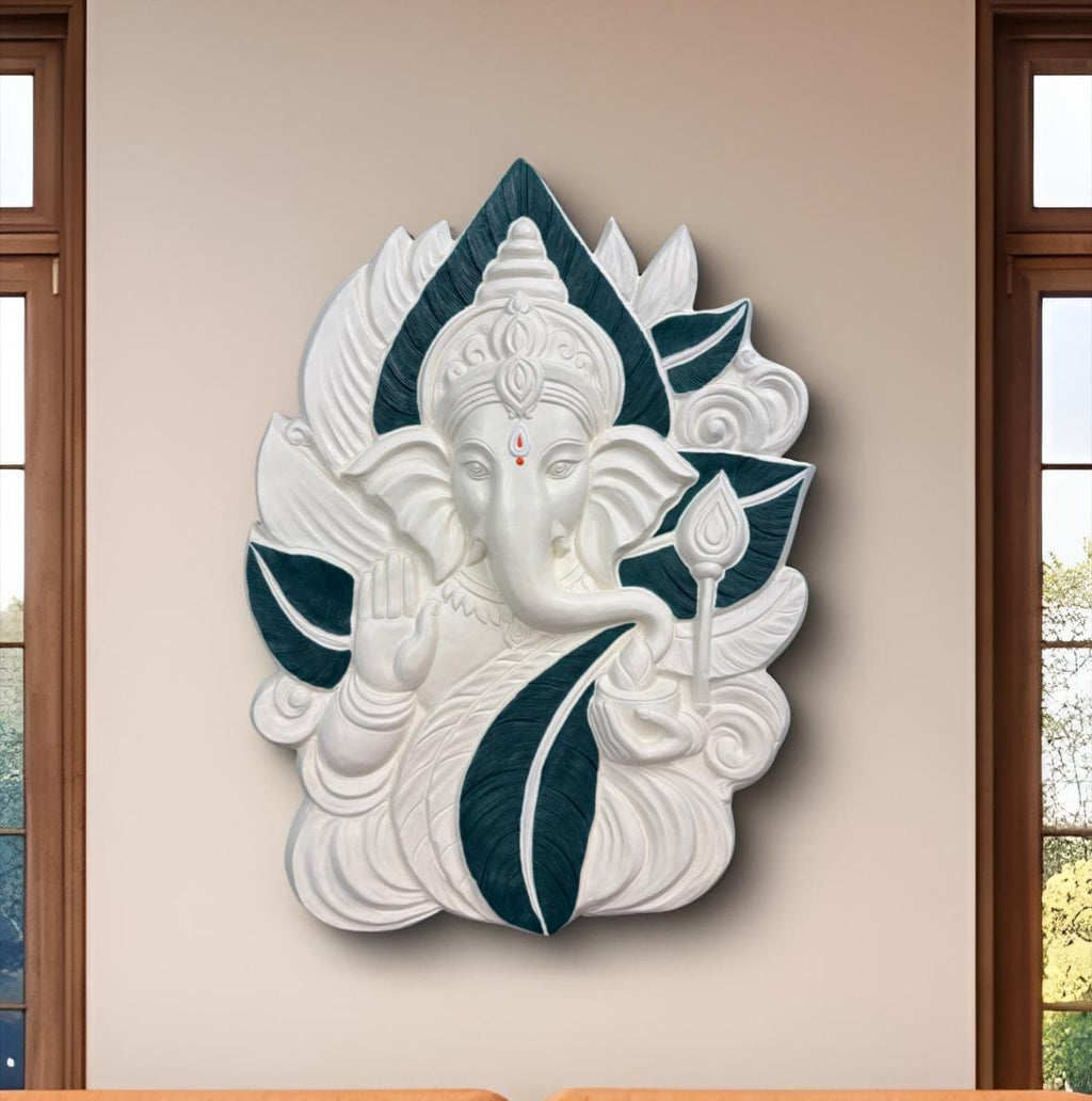 4x3 Feet | Elegant Lord Ganesha 3D Relief Wall Mural | Ready-to-Hang Vastu & Spiritual Décor for Home & Office