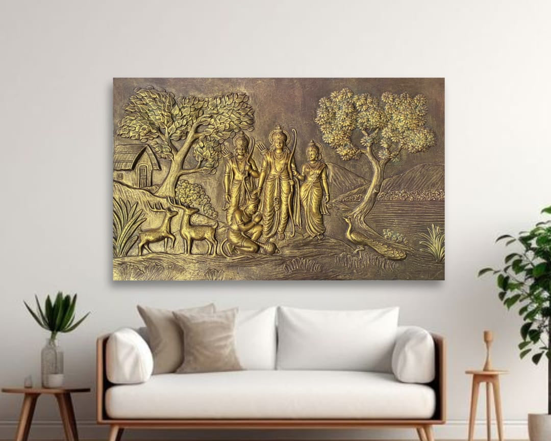 4x6 Feet | Ram Darbar Relief Wall Mural | Traditional Hindu Art