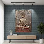 4x3 | Buddha Under the Tree 3D Relief Mural – Handmade Wall Art | Spiritual Home & Office Décor