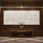 5x2 Vastu Inspired 7 Horse 3D Relief Mural Wall Art  | Symbol of Power & Success