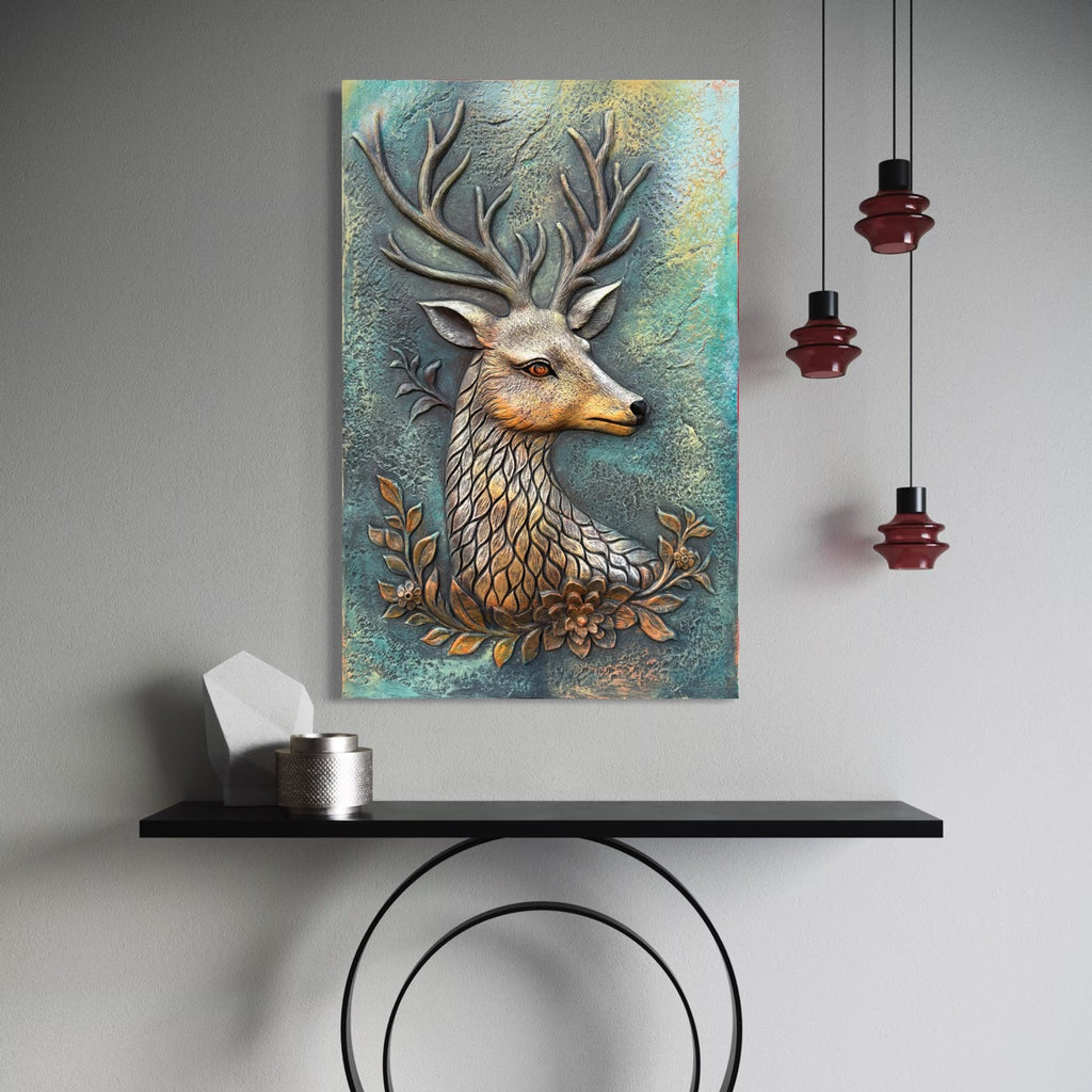 Full view of abstract deer 3D wall art sculpture with a modern and artistic form
