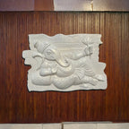 Abstract Sleeping Ganesha 3D Elevation Mural (3x2 ft) with a clean finish, representing wisdom and protection.