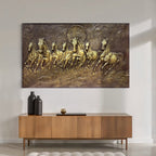 Antique Golden 7 Horse Vastu wall art, designed for forward momentum and positive energy. suitable for home and office.