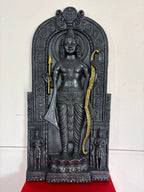 Detailed texture of Ayodhya-inspired Ram Lalla wall art showing layered relief work and fine detailing.