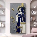 7x3.5 Feet | Abstract Radha Krishna 3D Elevation Sculpture Mural Wall Art | Divine Love & Spiritual Déco | Ready-to-Hang | Handmade Relief Artwork