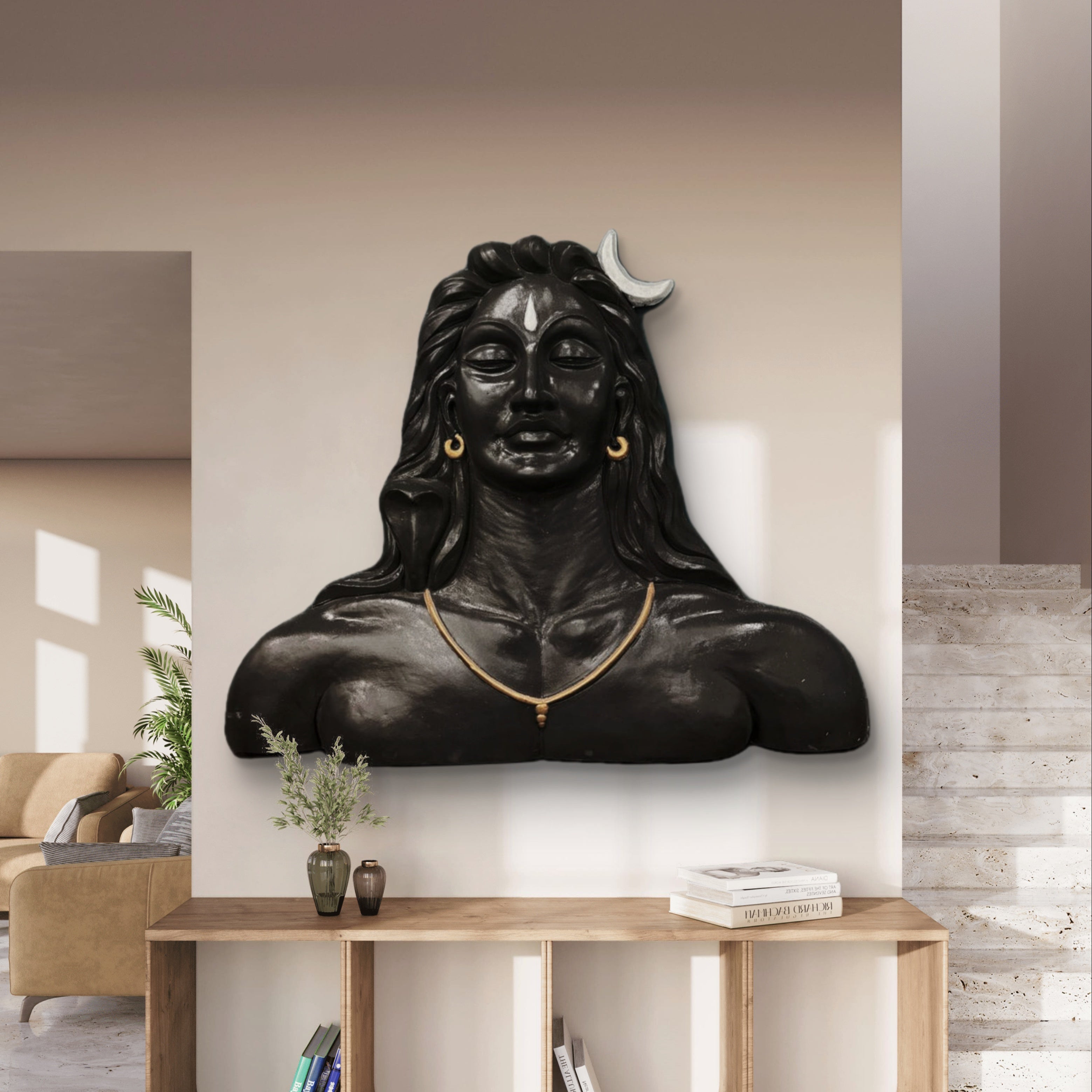 4x3 Feet | Adiyogi Wall Hanging Relief Mural | Spiritual 3D Wall