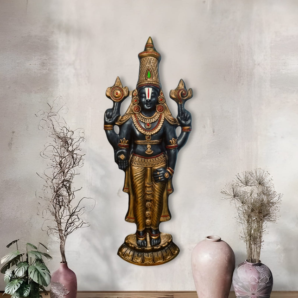 Bronze finish Venkateshwara Balaji 3D art painting | elevated wall sculpture with traditional Indian craftsmanship