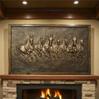 Bronze-framed Vastu 7 Horse 3D mural, perfect for attracting financial stability and success.