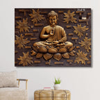 buddha 3d wall mural 4x3 feet bronze finish handcrafted relief sculpture with leaf and brick texture