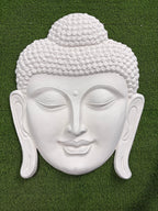 High relief 3D Buddha face mural wall art for home decor, adds peace and depth to modern interiors.