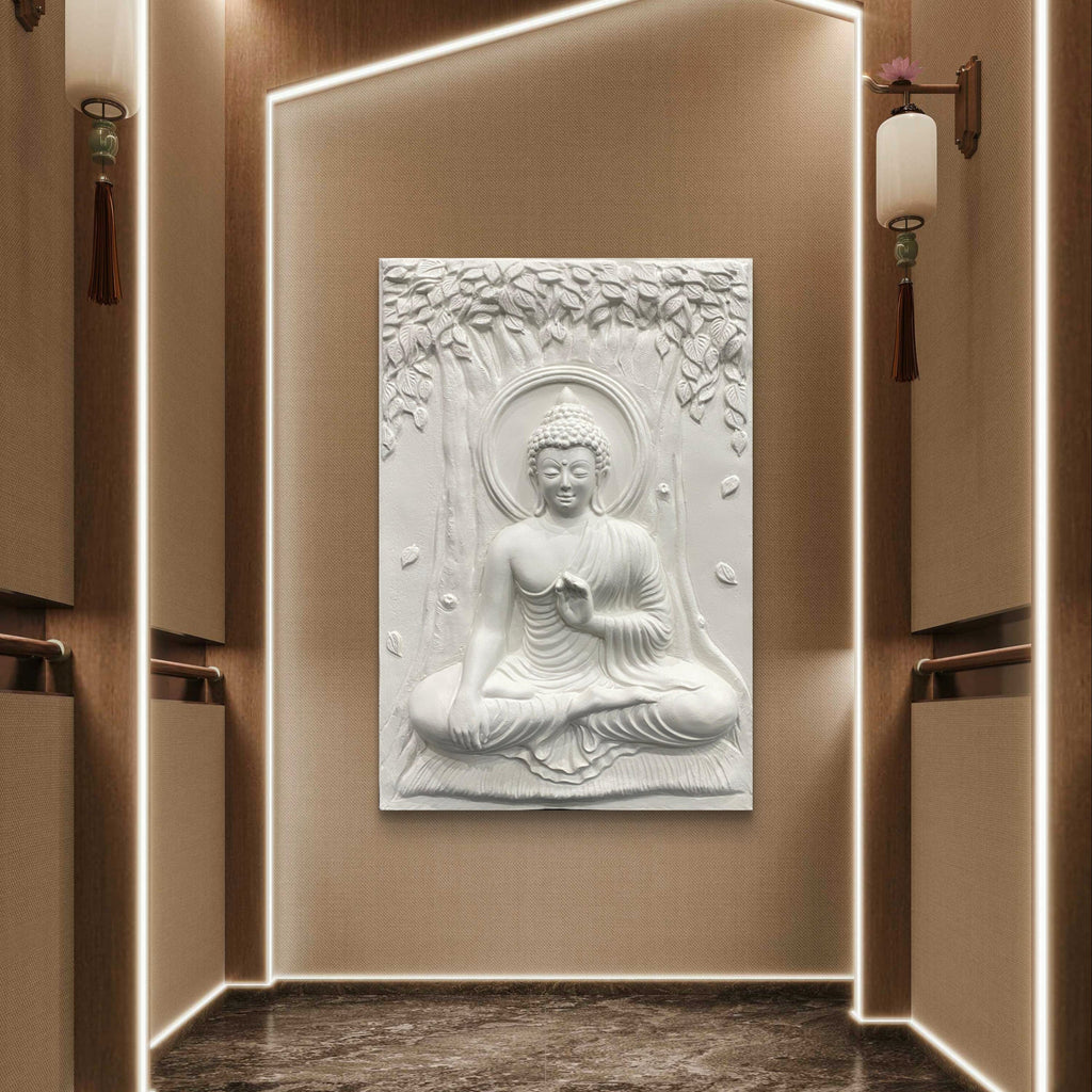 Buddha meditative 3D wall art mural (3x2 ft) | handcrafted relief sculpture for living room décor