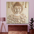 cream finish buddha 3d wall mural 6x6 ft handcrafted relief sculpture for modern home decor