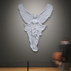 Grand 84x60 inch angel sculpture, rendered with stunning artistry, perfect for living room focal points.