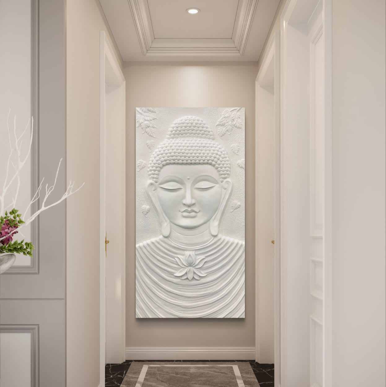 Detailed Buddha 3D wall art mural (6x3 ft) | handcrafted gold finish sculpture for peaceful home décor