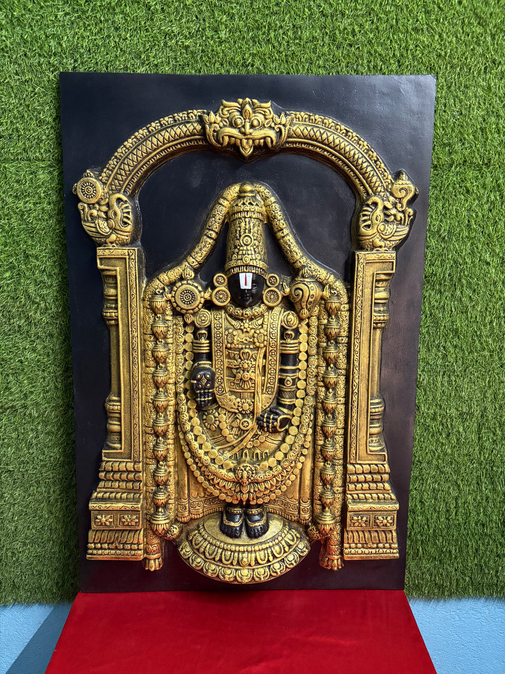 Divine Lord Venkateshwara 3D wall mural showcasing fine craftsmanship and a serene spiritual aura for sacred interiors