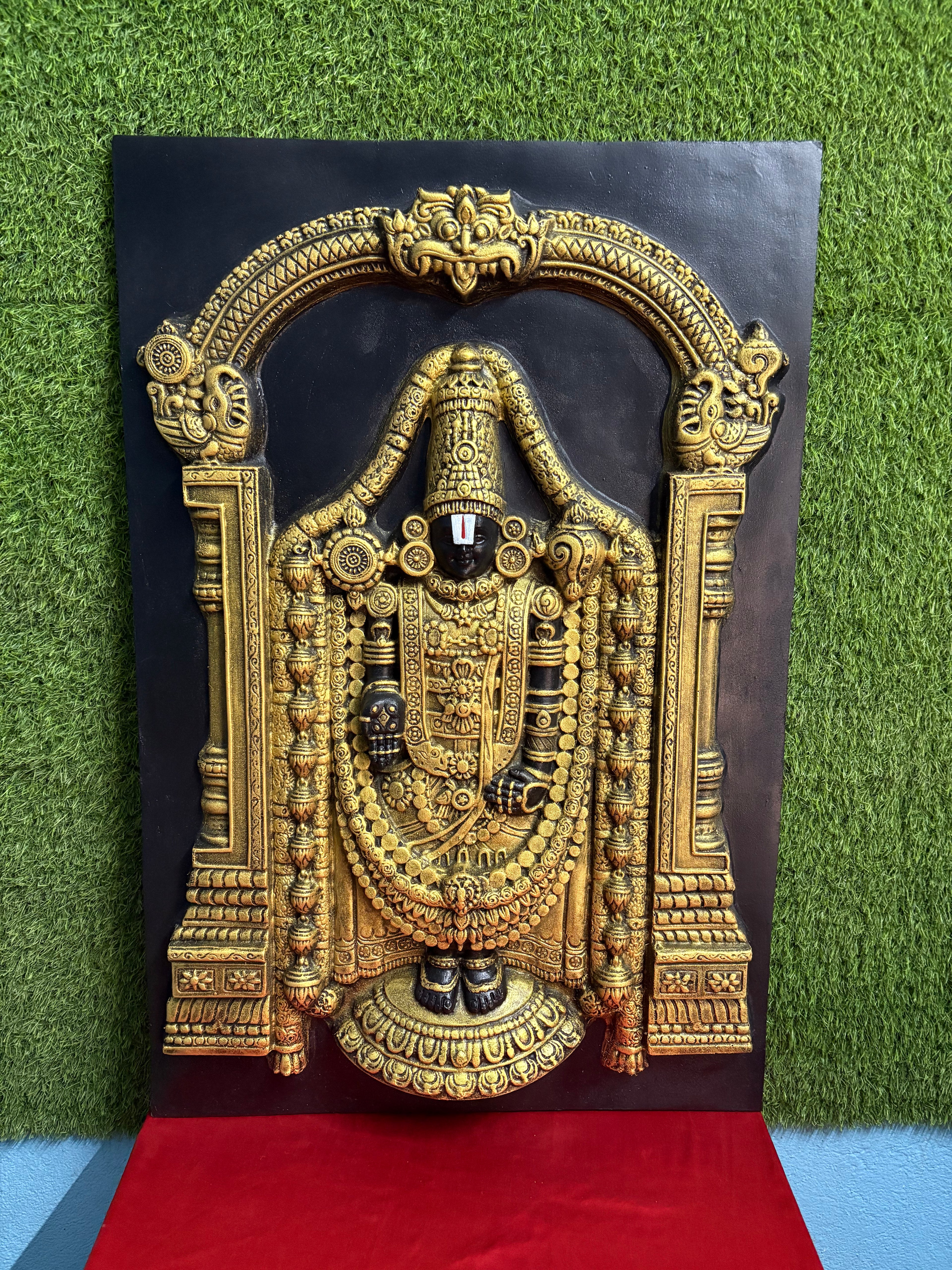 Divine Lord Venkateshwara 3D wall mural showcasing fine craftsmanship and a serene spiritual aura for sacred interiors