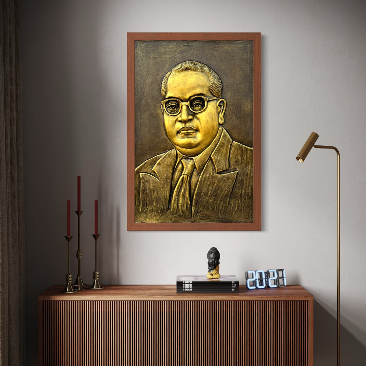 Dr. B. R. Ambedkar 3D relief mural wall art in 3x2 feet size, handcrafted inspirational sculpture for home, office, and educational institutions.