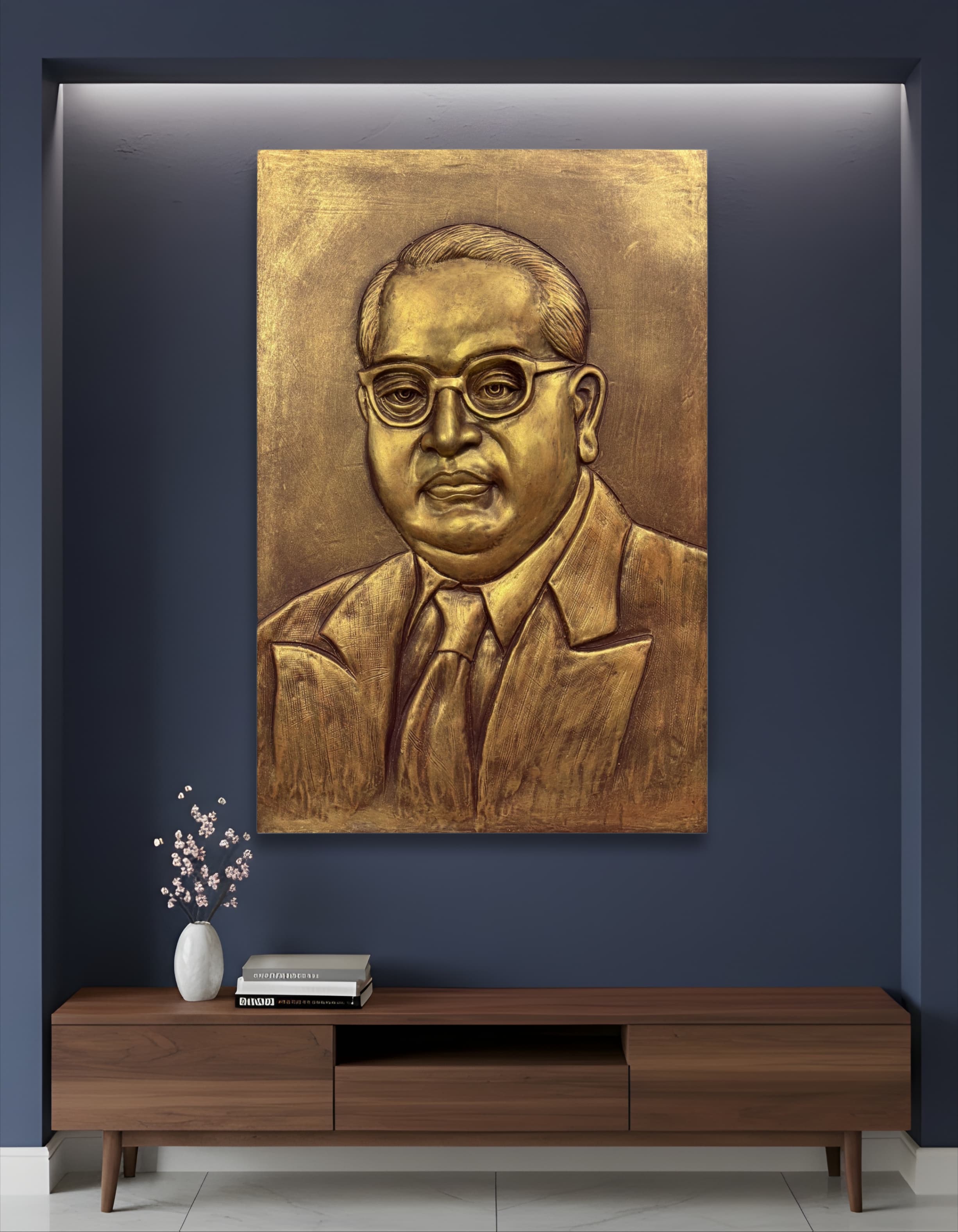 Dr. B. R. Ambedkar 3D relief mural wall art in 3x2 feet size, handcrafted inspirational sculpture for home, office, and educational institutions