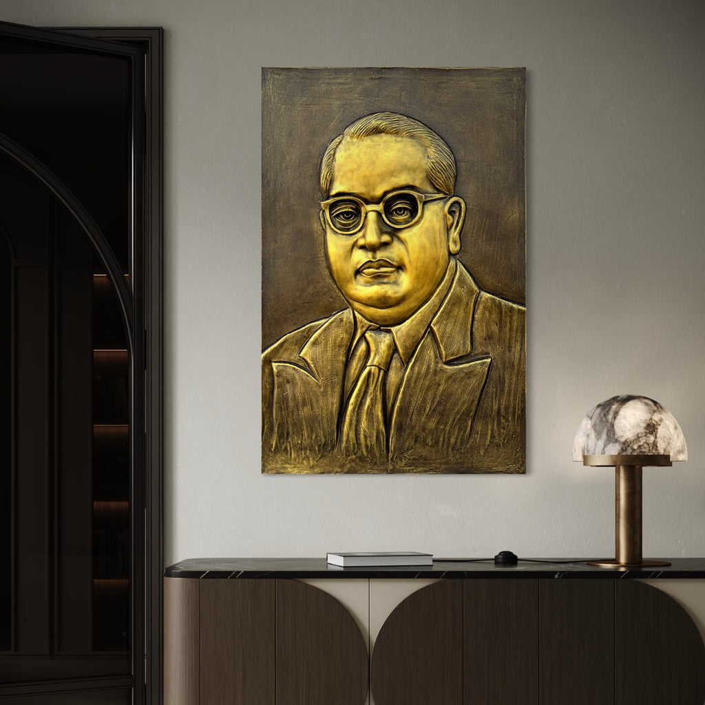 Dr. B. R. Ambedkar 3D relief mural wall art in 3x2 feet size, handcrafted inspirational sculpture for home, office, and institutional decor