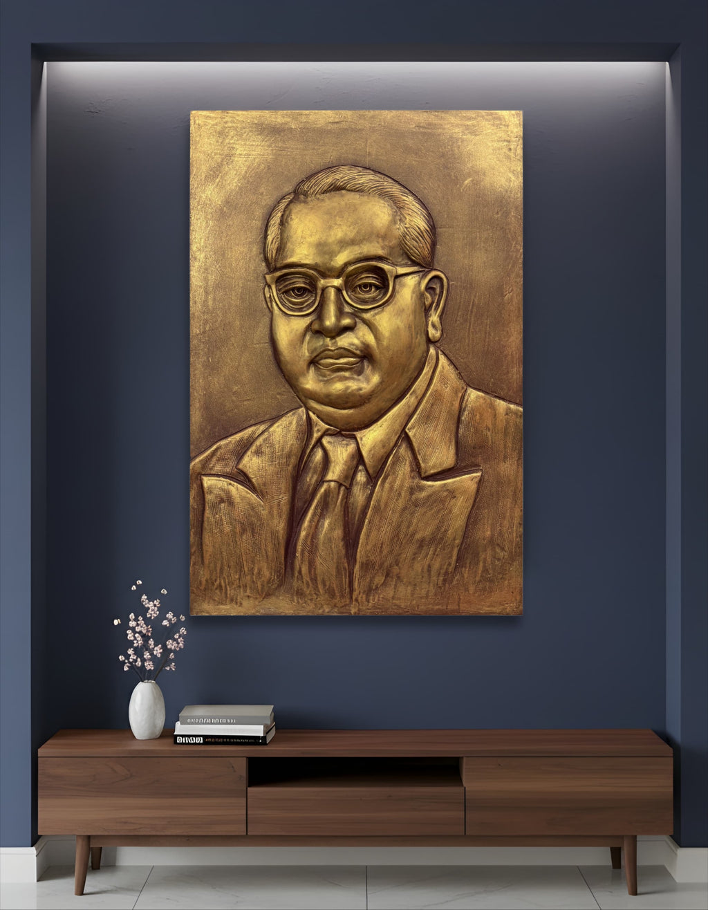Dr. B. R. Ambedkar 3D relief mural wall art in 3x2 feet size, handcrafted inspirational sculpture for home, office, and institutional decor