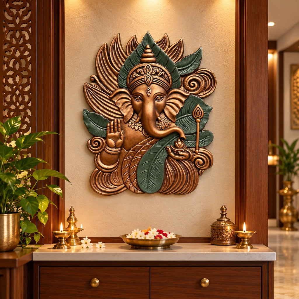 Full view of Elegant Ganesha 3D wall art mural in a 24 × 18 inch size.