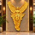 Hint of peach with golden wings Angel  mural, imbuing commercial spaces with strength and peace in golden colour.