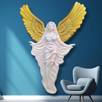 Hint of peach with golden wings Angel  mural, imbuing commercial spaces with strength and peace.