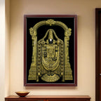 Close-up of the handcrafted Tirupati Balaji deity sculpture in 3D relief with Frame.