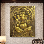 ganesha 3d relief wall mural 5x4 ft gold finish handcrafted wall sculpture for home decor