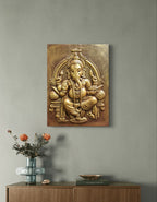 ganesha 3d wall mural 20x15 inch gold finish handcrafted relief sculpture for home and office decor