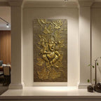 Large Ganesha sculpture (7x4 ft) for yoga studios, blending traditional symbolism with modern aesthetics.