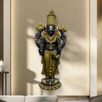 Golden Lord Venkateshwara Balaji 3D Mural (5x2 ft), ready-to-hang divine wall art for prosperity.
