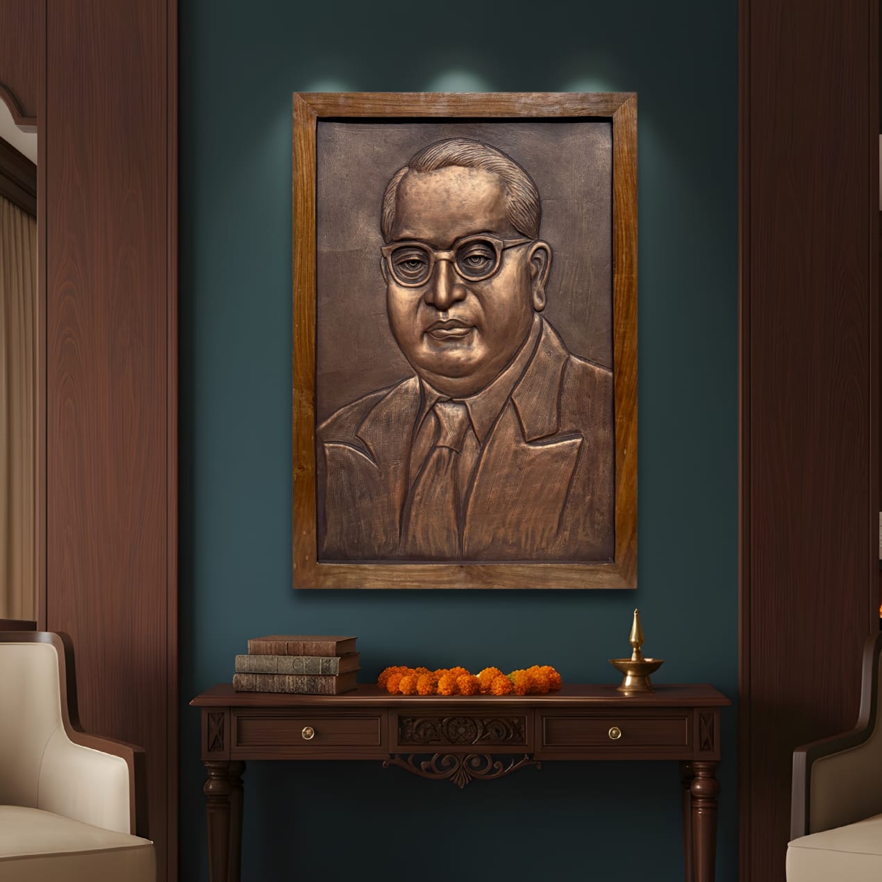 Handcrafted Ambedkar 3D relief sculpture wall decor, motivational mural in 3x2 feet size for home, office, and institutional wall art collection
