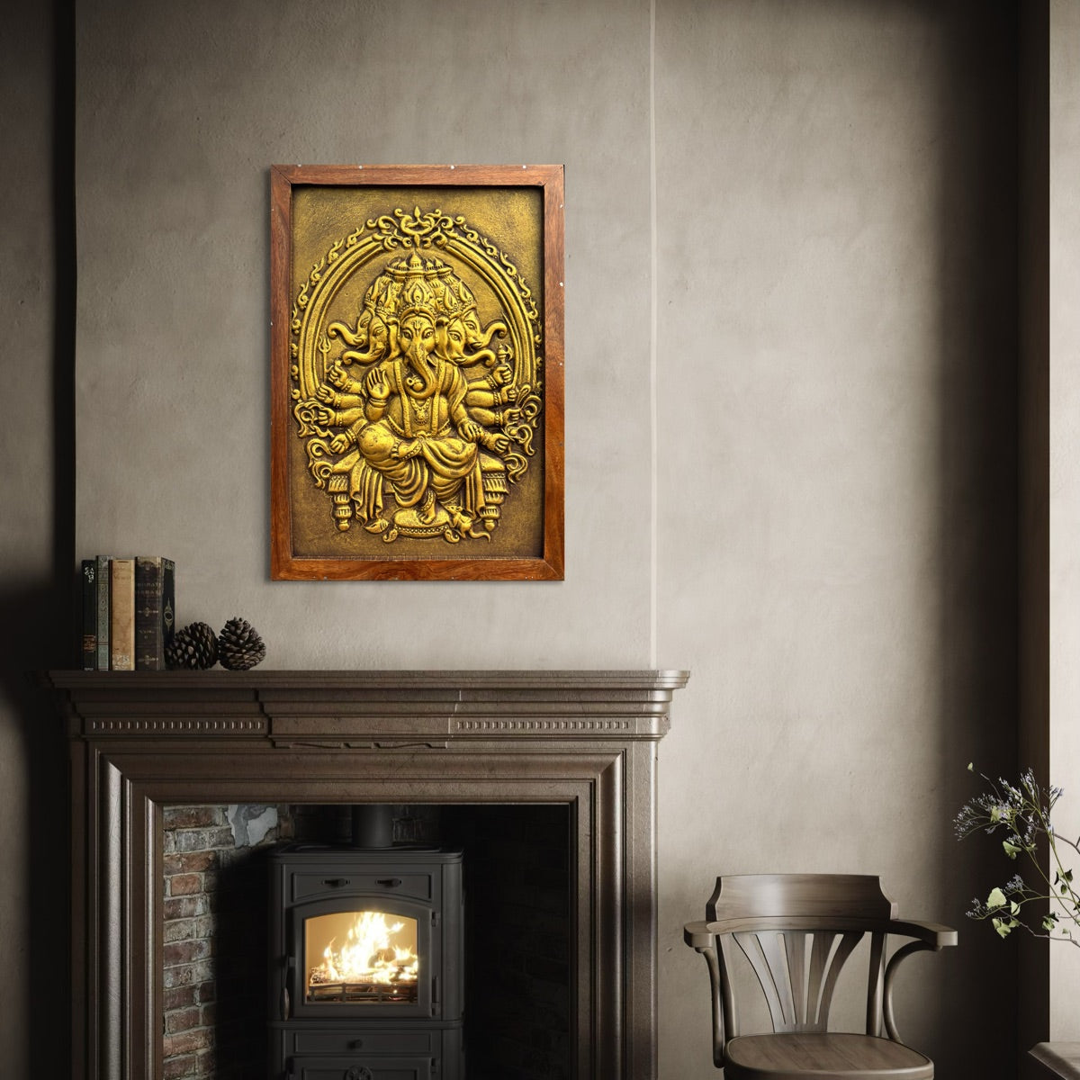 handcrafted panchmukhi ganesha 3d wall sculpture 17x12 inches relief mural for modern interior decor