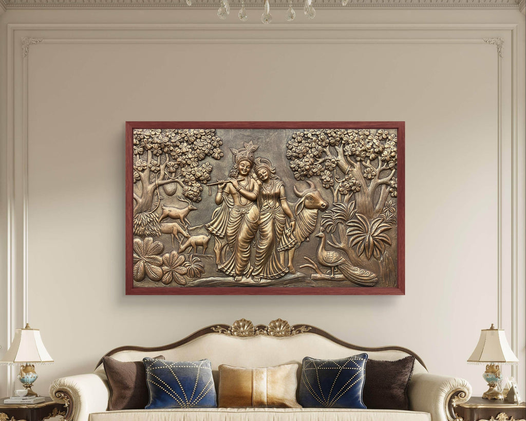 3D elevation Radha Krishna art, crafted with intricate detailing and spiritual elegance.