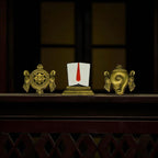 Sacred 7x6 inch Shankha, Namam and Chakra symbols, used as artisanal Temple Entrance wall art.